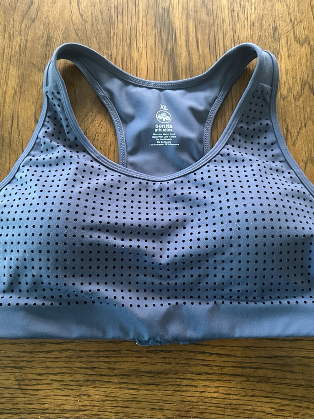 Senita Athletics Perforated Racerback Sports Bra - Slate Blue